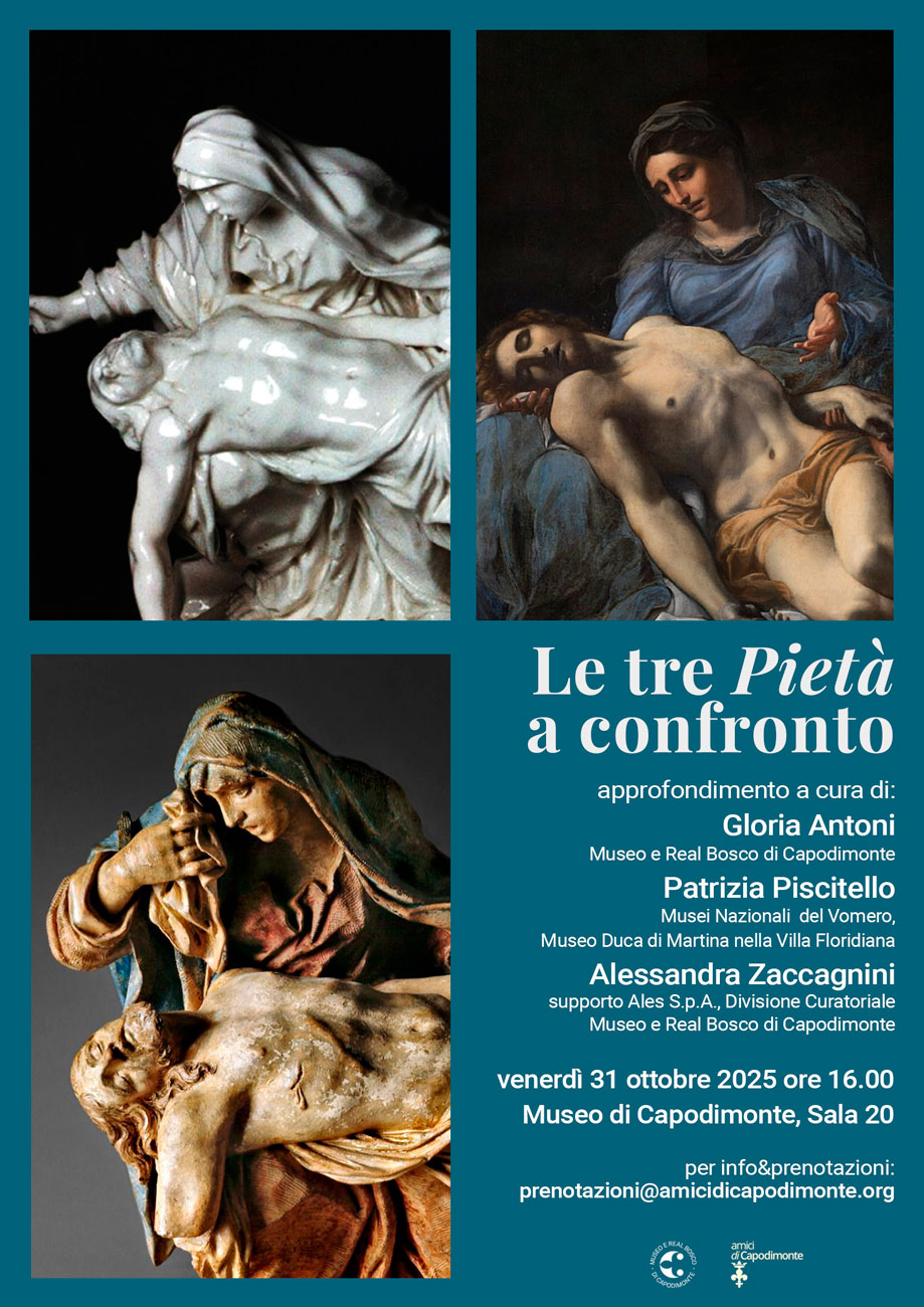 Al momento stai visualizzando <strong>Le tre <i>Pietà</i> a confronto</strong></p>Approfondimento</p>A cura di Gloria Antoni, Patrizia Piscitello,</br> Alessandra Zaccagnini</p>31 ottobre 2025 ore 16:00</p>Museo e Real Bosco di Capodimonte</br>Sala 20